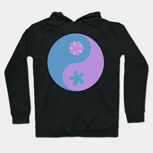 Floral yin yang in digital lavender and tranquil blue Hoodie